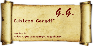 Gubicza Gergő névjegykártya